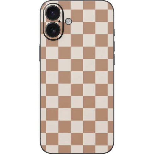 Neutral Checkered iPhone 16 Plus Skin